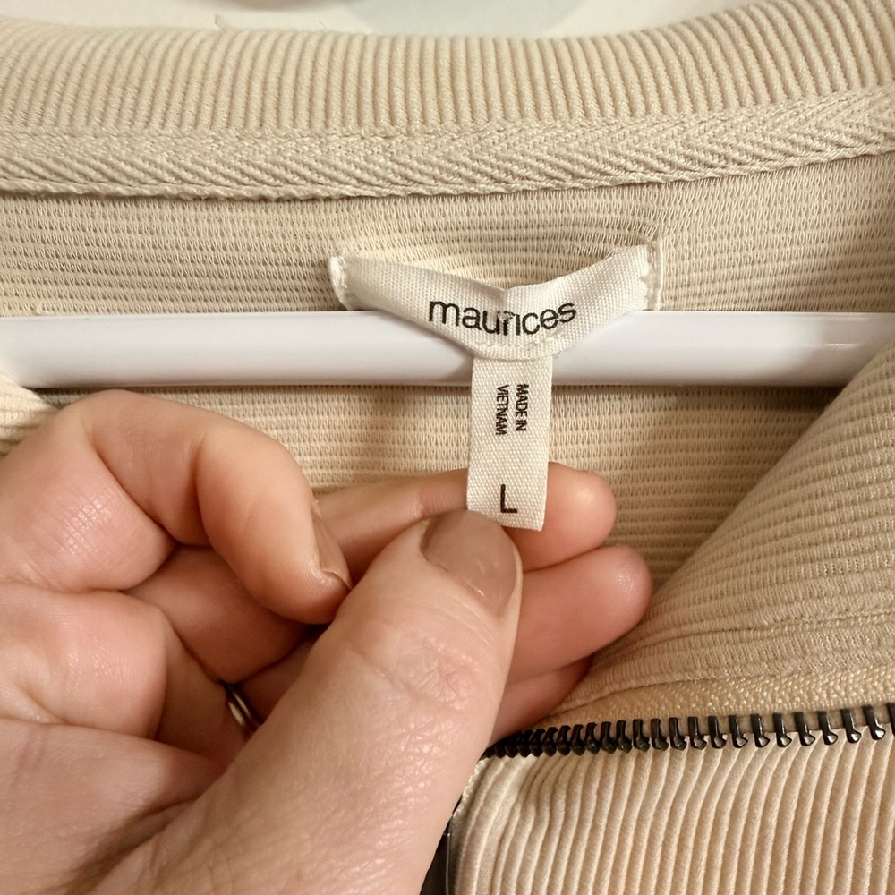 Maurices Cream Quarter Zip Size Large - Picture 3 of 5